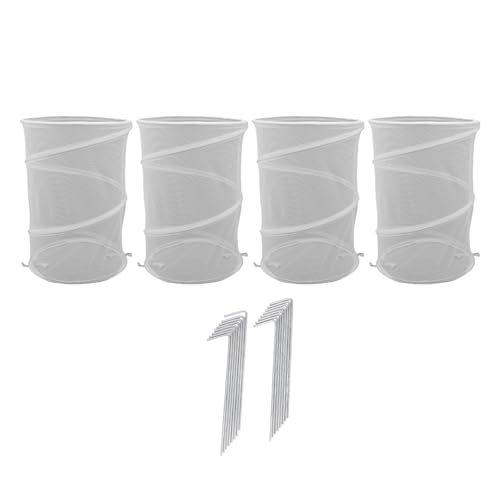 Oreilet 4pcs Insekten Barrier Plant Deckel NET, Pop up Mini Gewächshaus -Rundgnad -Pflanzen Gehäuse Schutzkäfig mit 16 Gemahlenen Nägeln für Innenhofgarten, 19,7 Zoll H * 13in D. (White) von Oreilet