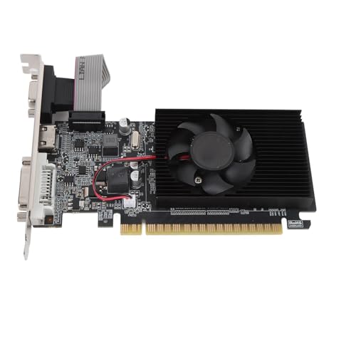 Oreilet GT610 Graphics Card, 1GB DDR3 64 Bit Computer Gaming Grafikkarte mit DVI VGA HD Multimedia Interface & Cooling Lüfter, PCI Express X16 1.1 für Computerdesktop von Oreilet