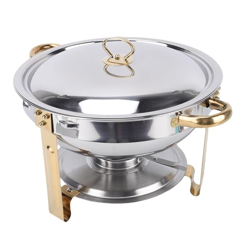 Oreilet Gerichte für Buffet, 4,5 l Runde Edelstahl Lebensmittelwärmer für Partys Buffet, Chafing Dish Behälter Lebensmittelheizungs Tablett für Restaurants Weddings Server Im Freien von Oreilet