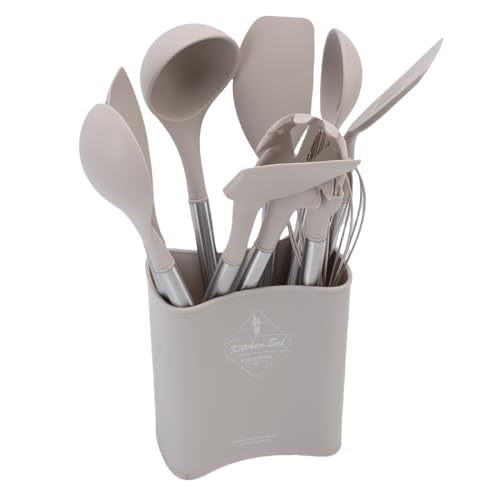 Oreilet Kochutensilien Set Silicon, 12 Stcs Küchenutensilien -Kit mit Halter, Edelstahlgriffe Hitzesichere Turner Spatel Löffel Whisk Brush Drainer für Nicht -Stick -Kochgeschirr von Oreilet