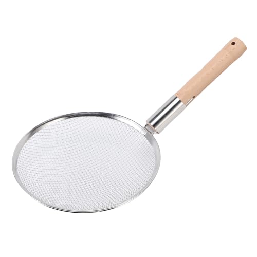 Oreilet Skimmerlöffel Feines Mesh Spinnensiegsieg Colander Löffel mit Holzgriff Edelstahl Lebensmittelsiebfilter Filterlöffel für Küchengebratenes Essen Kochend Anstrengendes Braten (28CM) von Oreilet