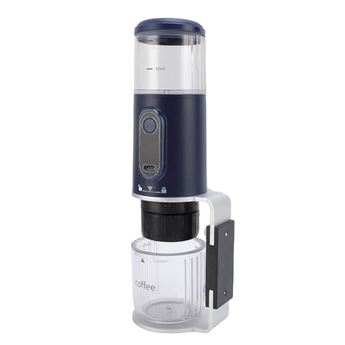 Oreilet Tragbare Kaffeemaschine, Reise -Espresso -Kaffeemaschine, Campingkapsel Kaffeemaschine Kompatibel mit Gemahlenem Kaffee für das Wanderträgerbüro (Navy blau) von Oreilet