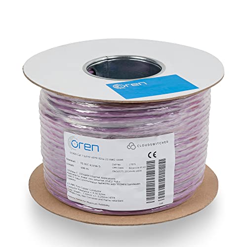 OREN Ethernet Kabel CAT7 100m – 23 AWG reiner Kupferdraht – B2ca – 900 MHz Bandbreite S/FTP-Internet-LAN-Netzwerkkabel, halogenfrei, nicht korrosiv, flammhemmend – 10 GbE von Oren Kablo