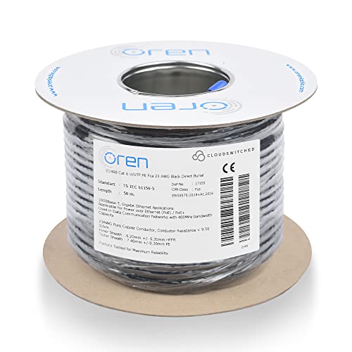 Oren CAT6 Ethernet Kabel 50m für den Außenbereich – Direkte Erdverlegung – 23 AWG Reiner Kupferdraht – 400 MHz Bandbreite UTP, Internet, LAN, Netzwerkkabel – halogenfrei, nicht korrosiv – Gigabit von Oren Kablo