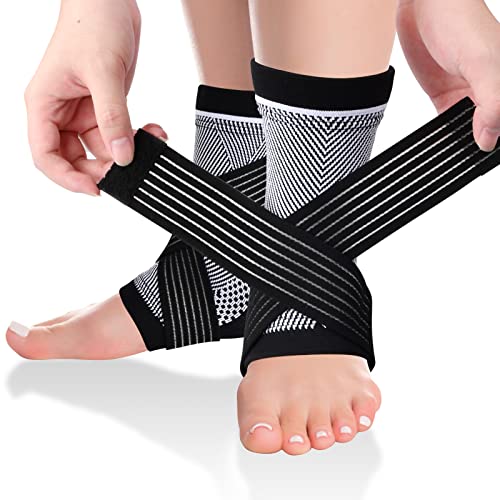 1 Paar Sprunggelenkbandage für Sport Elastische Fußbandage Fussbandagen Kompressionssocken Knöchelbandage Plantar Fasciitis Socken Achillessehne Bandage für Fitness Laufen Radsport, Herren Damen (L) von Orenge