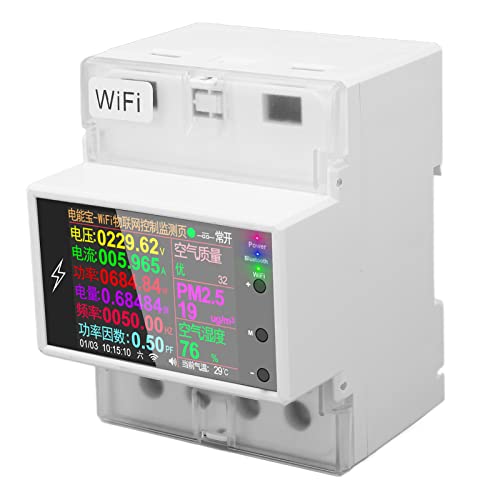 Orenic Multifunktions-Leistungsmesser, DIN-Schienen-Stromzähler, Intelligenter Leistungsmonitor Mit 2,4-Zoll-TFT-Display, WLAN-Schalter Und AC85-265V-Unterstützung, Intelligenter WLAN-Energiezähler von Orenic