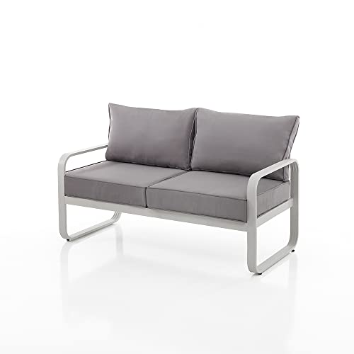 Oresteluchetta 2-Sitzer-Sofas, Aluminium Polyester, grau, H.76 x L.131 x P.72 von Oresteluchetta