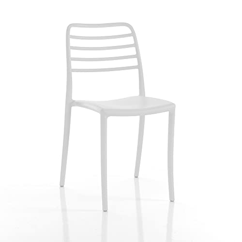 Oresteluchetta 4 Stühlen Außenbereich 4er Set Innen-und Außenstühle, Polypropylen, Weiß, H.83 x L.45 x P.53,5 von Oresteluchetta