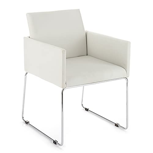 Oresteluchetta Garland White Set mit 2 Stühlen, Legierter PU Leather Stahl-Legierung, Weiß, L55 P60 H80 von Oresteluchetta