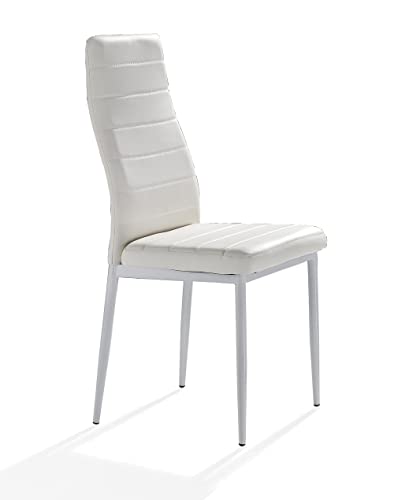 Oresteluchetta Idaho White Set mit 4 Stühlen, Legierter PU Leather Stahl-Legierung, Weiß, L41 P54 H94 von Oresteluchetta
