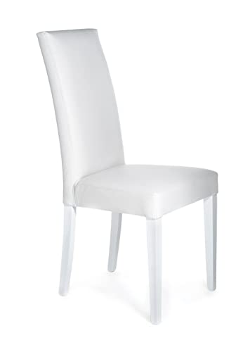 Oresteluchetta Iowa White Set mit 2 Stühlen, Kunstleder, Weiß, H.100 L.46 P.45 von Oresteluchetta