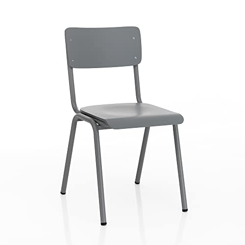 Oresteluchetta Murphy Grau Set mit 4 Stühlen, Legierter Stahl Holzwerkstoff, cm. H.80 x L.44 x P.57 von Oresteluchetta