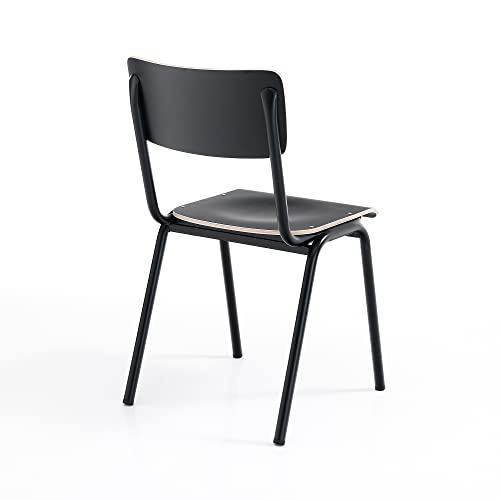 Oresteluchetta SKUL Black Set mit 4 Stühlen, Legierter Stahl Holzwerkstoff, Schwarz, cm. H.80 x L.44 x P.57 von Oresteluchetta