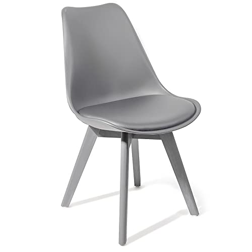 Oresteluchetta SMART Full Grey Set mit 4 Stühlen, Polypropylen PU Leather, grau, H.81 x L.49 x P.54 von Oresteluchetta