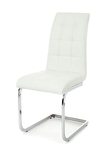 Oresteluchetta Set mit 4 KOBES White Stuhl, Kunstleder Legierter Stahl, Weiß, H.98 L.44 P.58 von Oresteluchetta