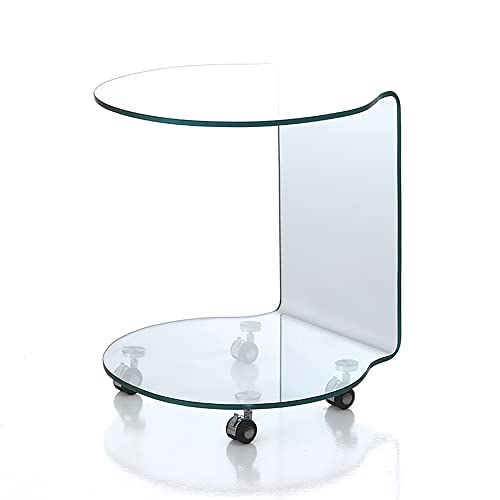 Oresteluchetta Tisch mit Rollen, Glas, H50 x L50 x P50 von Oresteluchetta