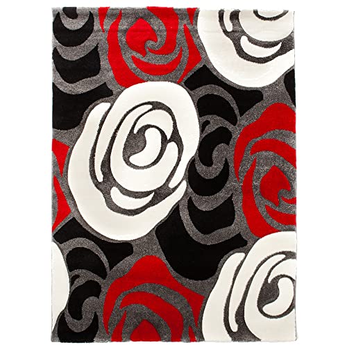 Oresteluchetta Teppich Red Flowers 140 x 190 von Oresteluchetta