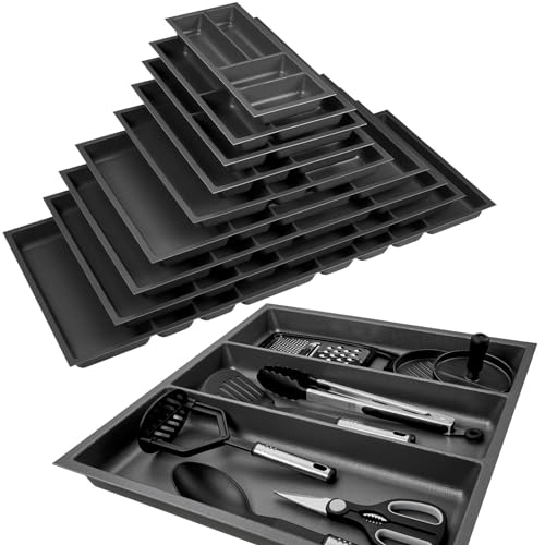 ORGA-BOX 2 Multifunktionseinsatz Tiefe: 461 x Breite: 509 mm anthrazit mit Canvas Struktur für 60er Nobilia Schublade bis 07/2012 (BITTE MESSEN SIE IHR SCHUBLADENINNENMAß!) von Orga-Box