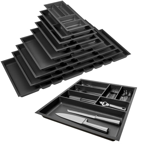Orga-Box 2 Besteckeinsatz Tiefe: 461 x Breite: 509 mm anthrazit mit Canvas Struktur für 60er Nobilia Schublade bis 07/2012 (BITTE MESSEN SIE IHR SCHUBLADENINNENMAß!) von Orga-Box