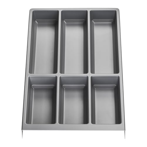 Orga-Box Besteckeinsatz SEPARADO Individual silbergrau genarbt (300 x 474 x 51 mm) Schubladeneinsatz ab 40cm Schrankbreite für Besteck von Orga-Box
