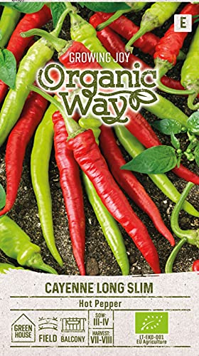Organic Way | PFEFFER CAYENNE LONG SLIM samen | Gemüsesamen | Pfeffer Samen | Garten Samen | Frühe würzige Sorte | 1 Pack von Organic Way