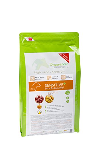 ORGANICVET Hund Trockenfutter Sensitive + getreidefrei Ente & Kartoffel, 1er Pack (1 x 5 kg), M von OrganicVet