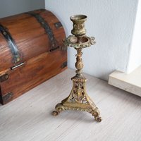 Barock Kerzenhalter Messing Engel Und Blumen Vintage Altar von Organiccloth