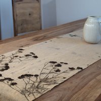 Natürlich Gefärbter Leinen-Tischläufer Handbedruckte Tischdecke von Organiccloth