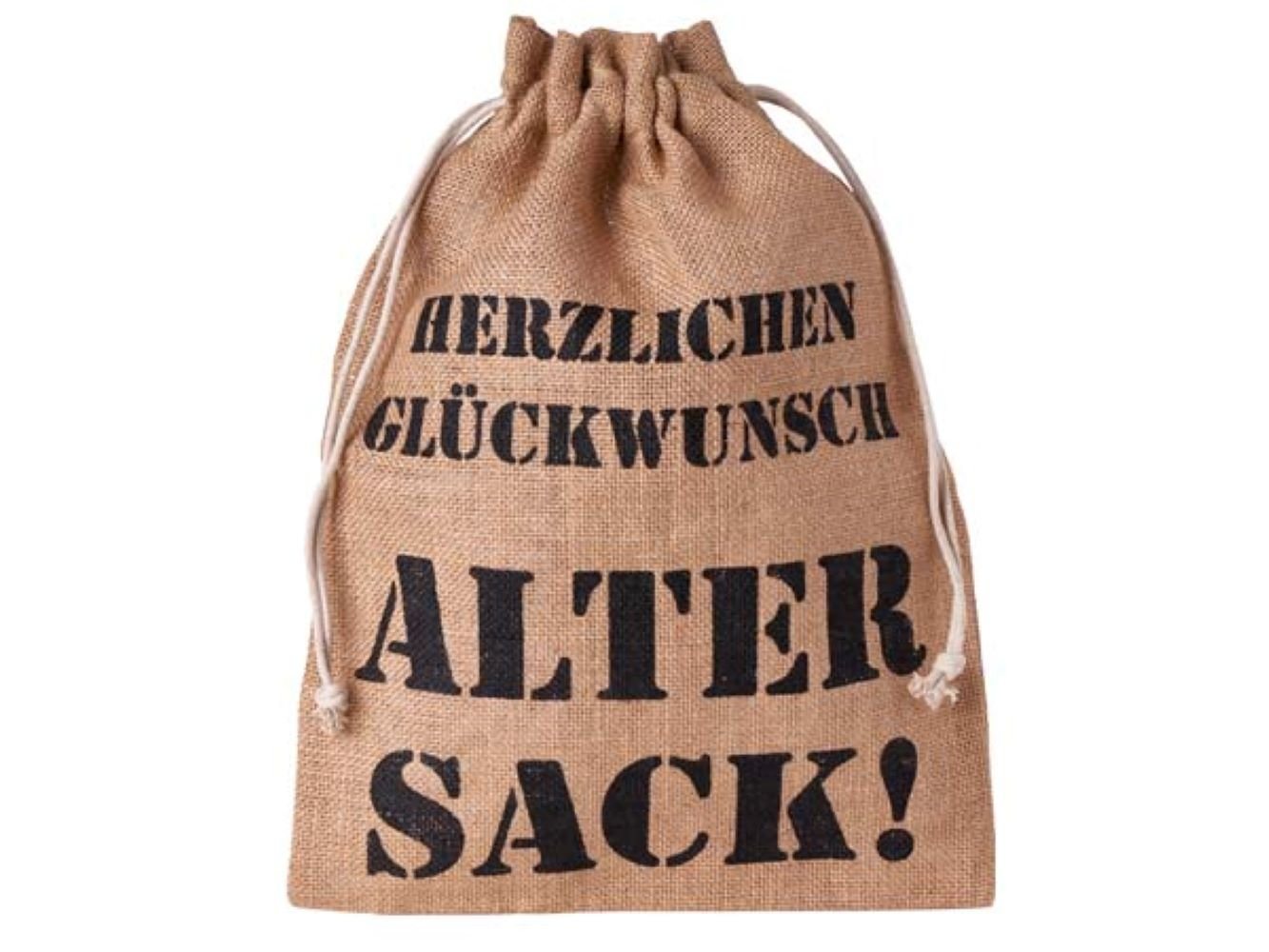 Organzabeutel24 Geschenkbox 1 Geschenkbeutel Alter Sack Herzlichen Glückwunsch, Geburtstag, 100% Jute - Naturfaser - von Organzabeutel24