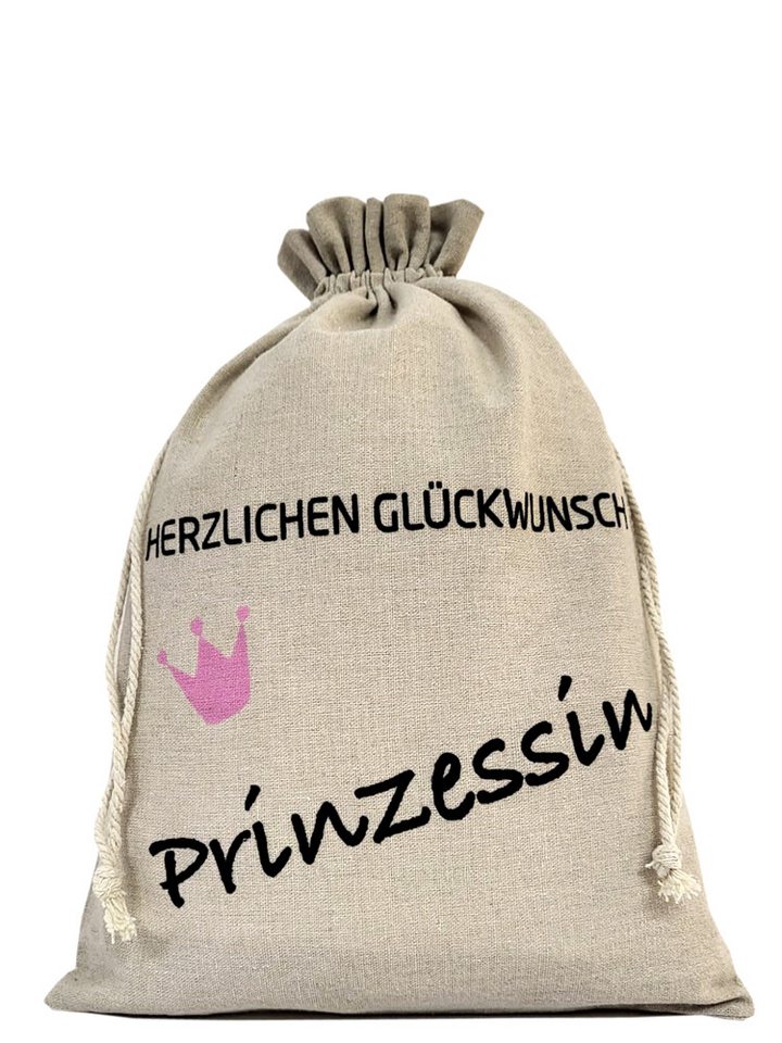 Organzabeutel24 Geschenkbox Geschenkbeutel - Herzlichen Glückwunsch Prinzessin - Geburtstag, Party, Leinenbeutel von Organzabeutel24