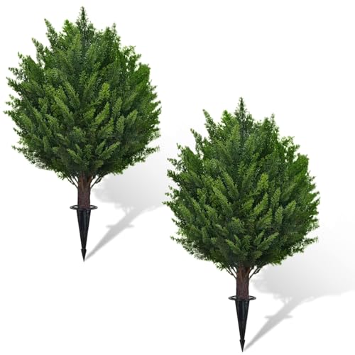 2 Stück 45cm Künstliche Zypresse Formschnitt Kugelbäume mit Erdspieß, Buchsbaumkugel KüNstlich, Koniferen, Buxbaumkugel KüNstlich, Kunstbaum Outdoor, für Veranda, Garten, Innen- und Außenbereich 2 Stück 45cm Künstliche Zypresse Formschnitt Kugelbäume mit Erdspieß, Buchsbaumkugel KüNstlich, Koniferen, Buxbaumkugel KüNstlich, Kunstbaum Outdoor, für Veranda, Garten, Innen- und Außenbereich von Orgrul