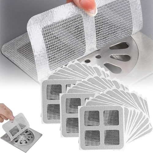 30PC Multifunktionaler Einweg Kanalisationsfilter für den Bodenablauf Abflusssieb, Abfluss Haarfänger Einweg Selbstklebender Abflusshaar Duschabfluss Mesh Aufkleber Badezimmer Haarfänger Abdeckung von Orgrul