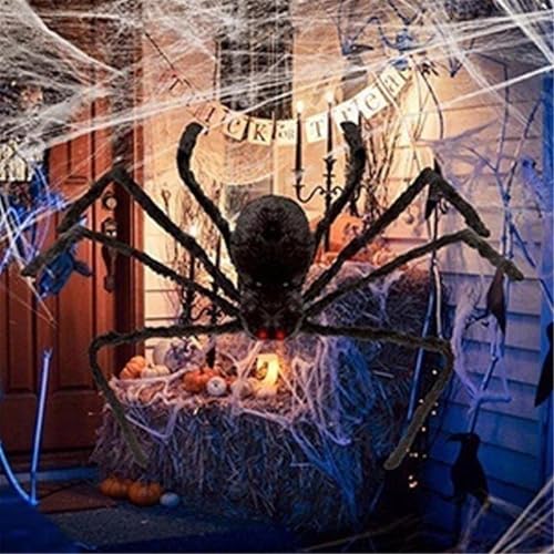 Halloween Spinne Spielzeug Deko Riesige Halloween Spinnen Dekorationen Schwarze Weiche Haarige Gruselige Spinne Outdoor Hof Party Realistische Große Spinnen Requisiten (A-150cm) von Orgrul