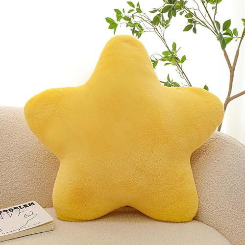 Orgrul Babykissen - Sternform, Sternförmige Kissen, weiches dekoratives Kissen für Kinder - Sternform, weiches Dekokissen für Schlafzimmer (Gelb-Creme, 50 cm) von Orgrul