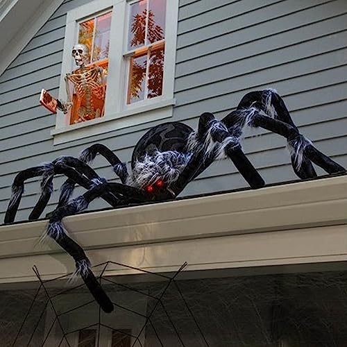 Riesige Spinnen, Dekoration Realistische Spinnenfiguren, Halloween Deko Outdoor Große Gefälschte Spinnendekoration Haarige Horror Halloween-Spinne Dekorationen für Wand, Hof, Spukhaus (100CM) von Orgrul