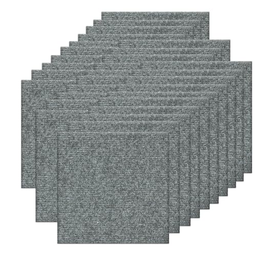 Orgthin Teppichfliesen zum Abziehen und Aufkleben, Selbstklebende Teppichbodenfliese 30 x 30 cm, Weiche Gepolsterte Bodenaufkleber, für Schlafzimmer, Wohnzimmer, 30 Fliesen pro Box, Hellgrau von Orgthin