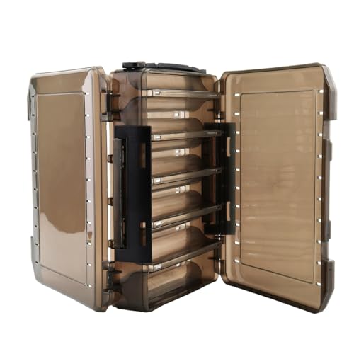 OriGlam Doppelseitige Angelköderbox mit Handheld, 10 Fächer, Aufbewahrungsbox für Angelköder, Zubehörkoffer (20 x 17 x 4,5 cm) von OriGlam