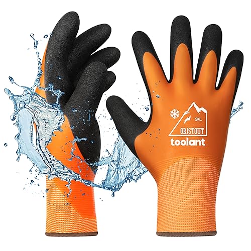 OriStout Arbeitshandschuhe für Herren und Damen, Touchscreen, Wassdichte Handschuhe, Thermohandschuhe Winter, Gartenhandschuhe für kaltes Wetter, Orange, Large von OriStout