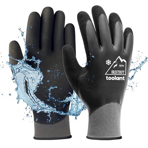 OriStout Arbeitshandschuhe für Herren und Damen, Touchscreen, Wassdichte Handschuhe, Thermohandschuhe Winter, Gartenhandschuhe für kaltes Wetter, Grau, Medium von OriStout