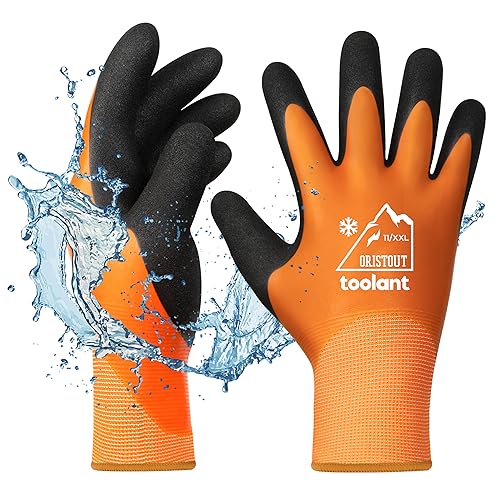 OriStout Arbeitshandschuhe Wassdichte Handschuhe für Herren und Damen, Touchscreen, Thermohandschuhe Winter, Gartenhandschuhe für kaltes Wetter, Orange, XX-Large von OriStout