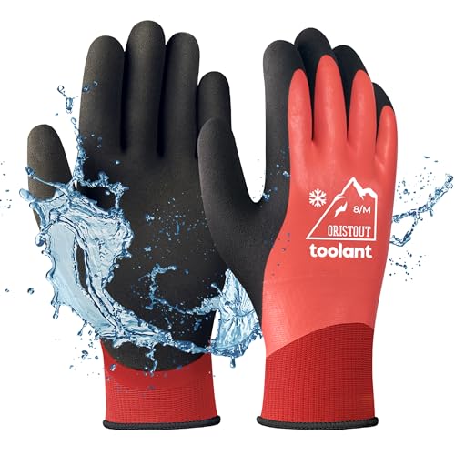 OriStout Arbeitshandschuhe für Herren und Damen, Touchscreen, Wassdichte Handschuhe, Thermohandschuhe Winter, Gartenhandschuhe für kaltes Wetter, Rot, Medium von OriStout