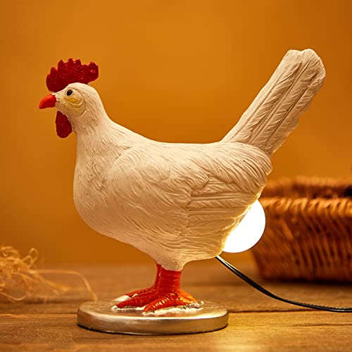 Oriamde Hühnerei-Lampe, lustige, lebensechte Harz-Huhn-Nachtlichter, das Huhn legt ein leuchtendes Ei, Geschenk, Heimdekoration (Bronze) von Oriamde