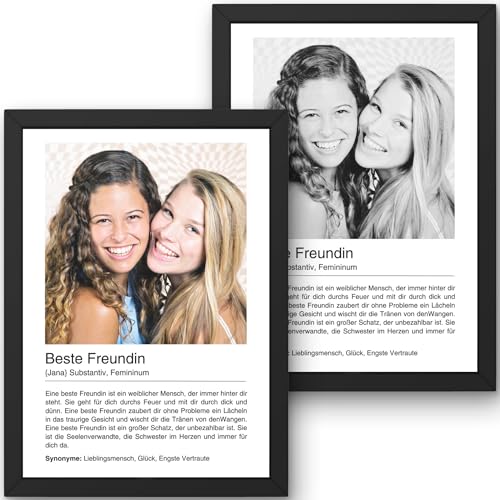 Beste Freundin Definition mit eigenem Foto | Weihnachtsgeschenkideen | personalisierbar | Geburtstagsgeschenk | BFF Sachen, personalisierte Geschenke, persönliches Unikat DIN A5 (Rahmen wählbar) von Oriamo