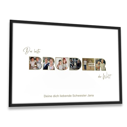 Oriamo Bruder Geschenk | Foto Poster | Personalisierte Geschenke | Geburtstagsgeschenk | Familien Weihnachtsgeschenkidee zum Hinstellen oder Aufhängen – DIN A4 (Rahmen wählbar) von Oriamo