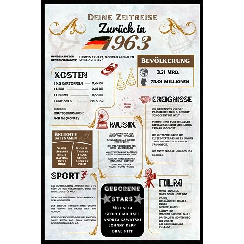 Oriamo Zeitreise | Geburtstag Deko | Holzbild | Geschenkidee Geburtstagsgeschenk| zurück in 1963, 60 Geburtstag, Personalisierbares Geschenk, persönliches Unikat, Zeitreise von Oriamo