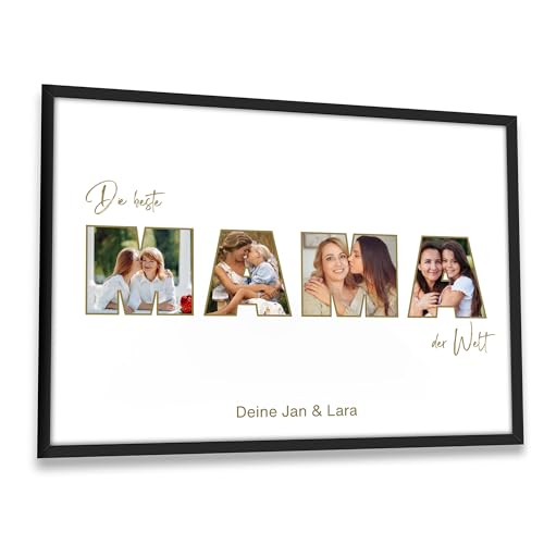 Oriamo Muttertagsgeschenke Mama Geschenk | Foto Poster | Personalisierte Geschenke | Geburtstagsgeschenk Mutter zum Hinstellen oder Aufhängen – DIN A3 (Rahmen wählbar) von Oriamo