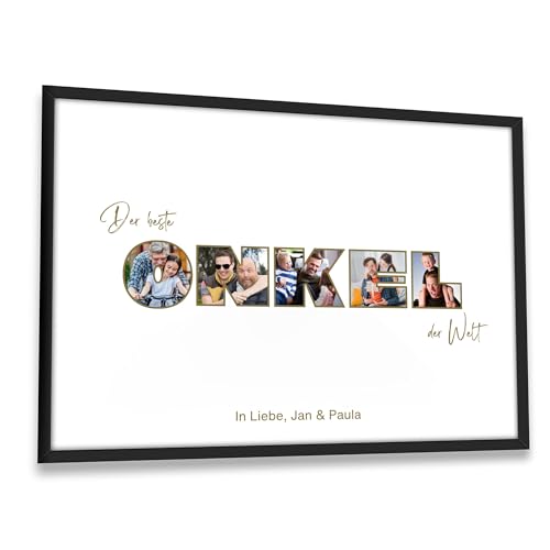 Oriamo Onkel Geschenk | Foto Poster | Personalisierte Geschenke | Geburtstagsgeschenk | Familien Weihnachtsgeschenkidee zum Hinstellen oder Aufhängen – DIN A3 (Rahmen wählbar) von Oriamo