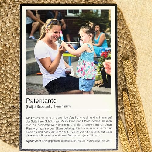 Oriamo Patentante Definition mit eigenem Foto | Weihnachtsgeschenkideen | Holzbild | personalisierbar | Geburtstagsgeschenk | Familien Geschenk, persönliches Geschenk, Poster aus Holz, Taufpatin von Oriamo