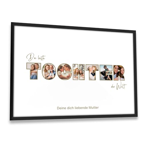 Oriamo Tochter Geschenk | Foto Poster | personalisierbar | Weihnachtsgeschenkideen | Familien Geschenk | zum Hinstellen oder Aufhängen – Personalisierte Geschenke - DIN A4 (Rahmen wählbar) von Oriamo