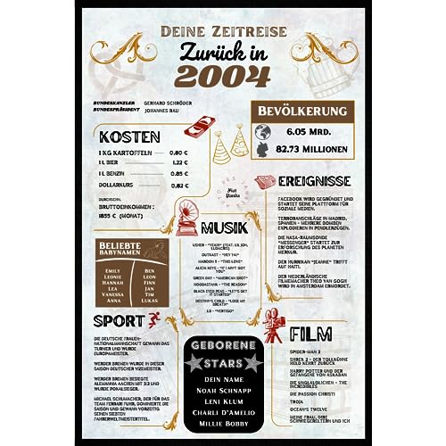 Oriamo Zeitreise | Geburtstag Deko | Holzbild | Geschenkidee Geburtstagsgeschenk| zurück in 2004, 19 Geburtstag, Personalisierbares Geschenk, persönliches Unikat, Zeitreise von Oriamo